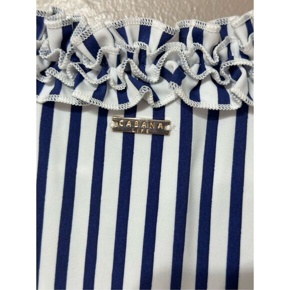 NWOT CABANA LIFE ESSENTIALS NAVY STRIPE SMOCKED WAIST DRESS WOMEN'S MEDIUM - Picture 13 of 13